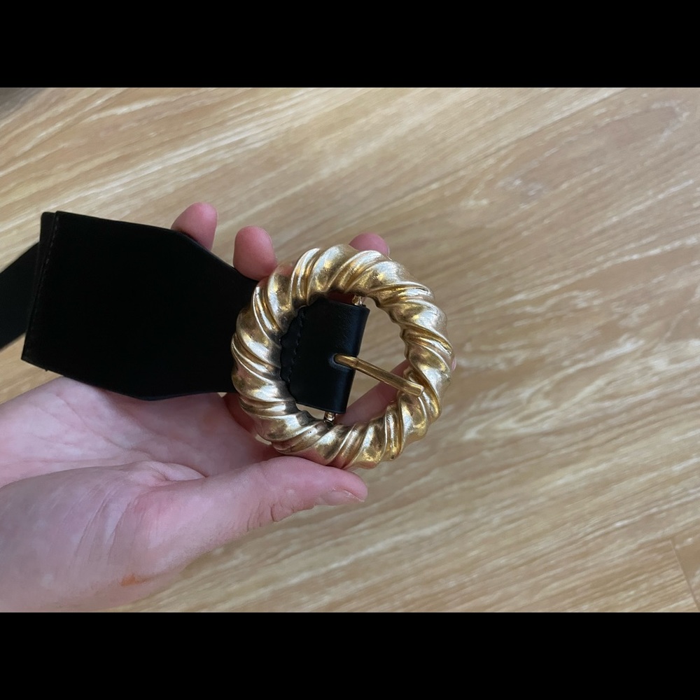 ZARA Black and Gold Elastic Belt NWT